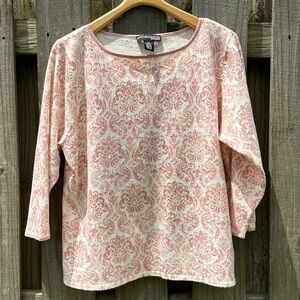Norton McNaughton Woman Pink/Cream 3/4 Sleeve Sweater